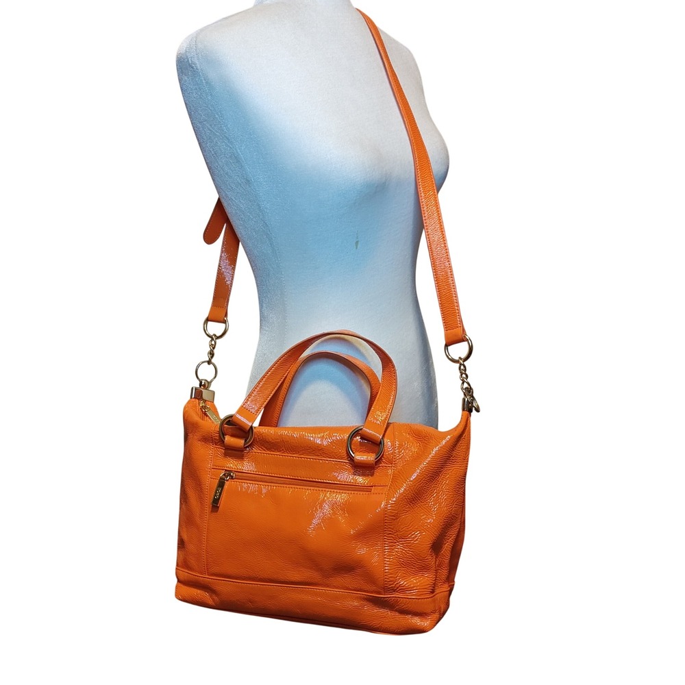 Hobo International Satchel Womens Medium Orange Patent Leather Crossbody Bag